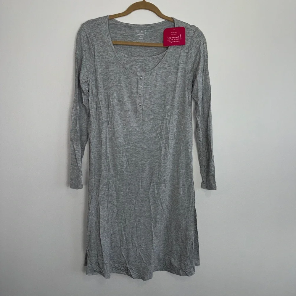 Isabel Maternity by Ingrid &‎ Isabel Gray Long Sleeve Nursing Dress Size XS